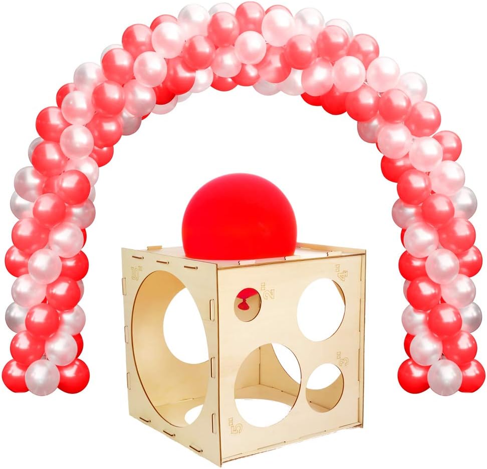 Collapsible Wood Balloon Sizer Cube Box for Balloon Decorations, Balloon Arches, Balloon Columns