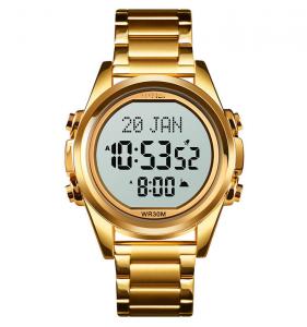 Wholesale azan watch 1667 Qibla Relojes multi-function multi-mode hunted watch online Muslim Clock Digital Luxury Men Wrist Watche from china suppliers