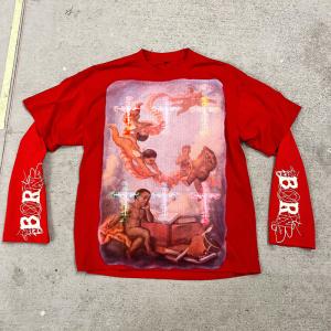 Wholesale Luxury Clothing Manufacturers Custom Street Wear Double Layer Long Sleeve Cotton Oversize Loose Streetwear Unisex T Shirt T Shit from china suppliers