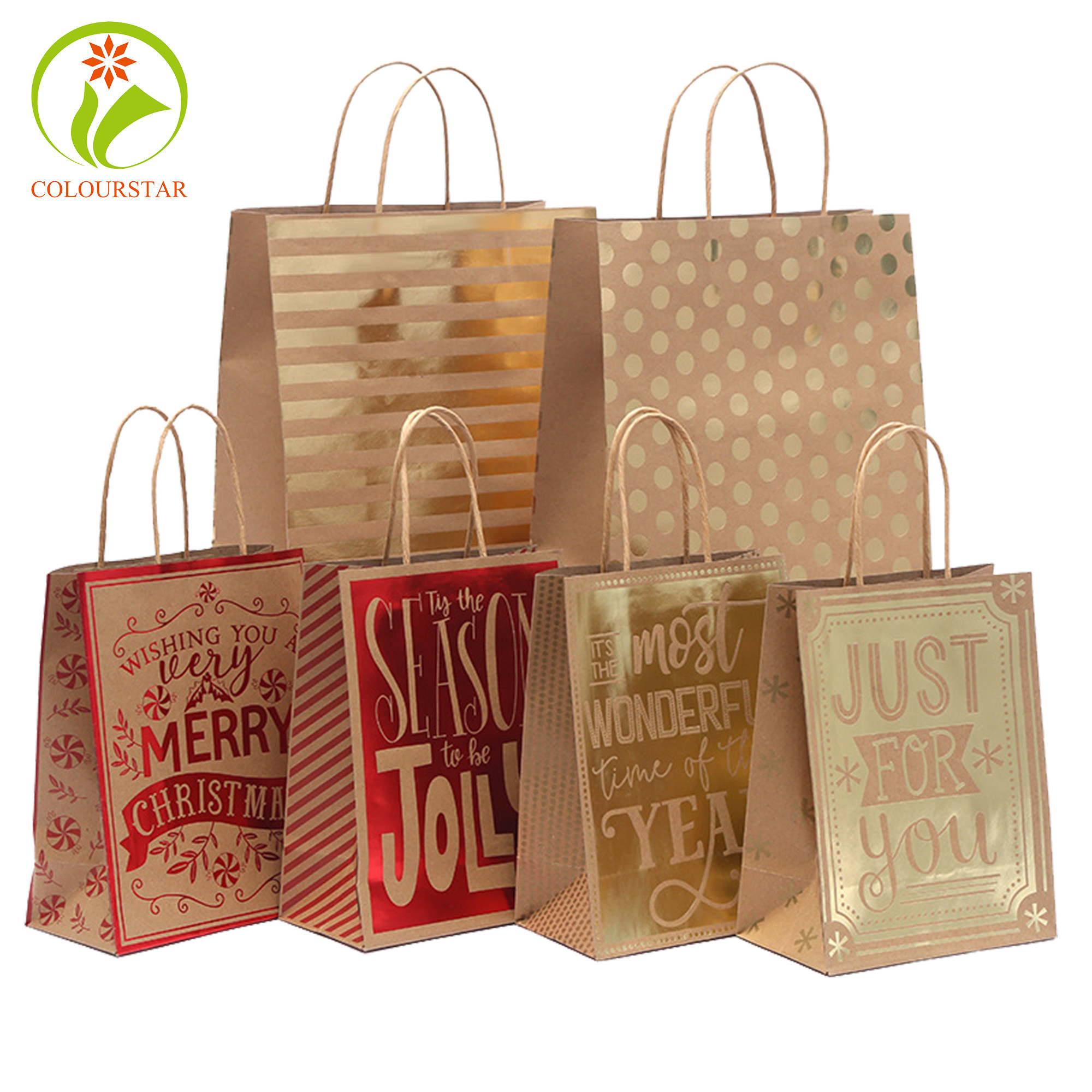 OEM UV Varnishing 300gsm Gift Wrapping Bags CMYK Ornament