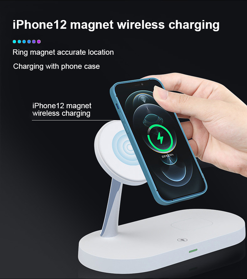T268 5 In 1 Wireless Charging Station For Apple Magnetic Charger, 15W Fast Qi-Certified Station For IPhone 16 15 14 13