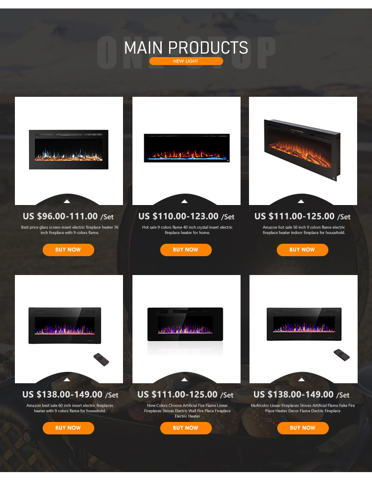 Adjustable Thermostat 40-In Electric Fireplace Wall Mounted Fireplace for Home Heating
