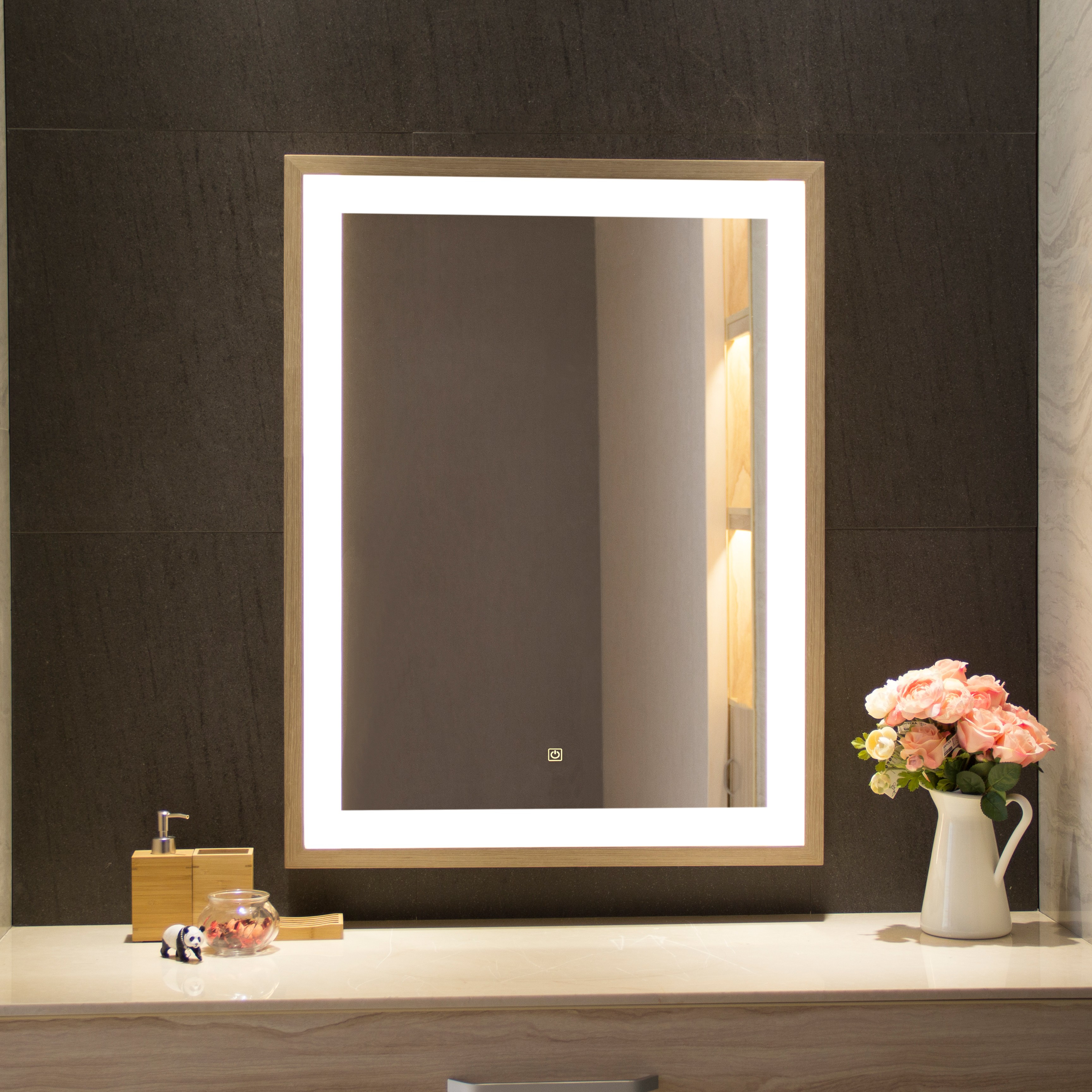 Wall Mounted Framed LED Mirror with Touch Switch and High Output Lighting Source
