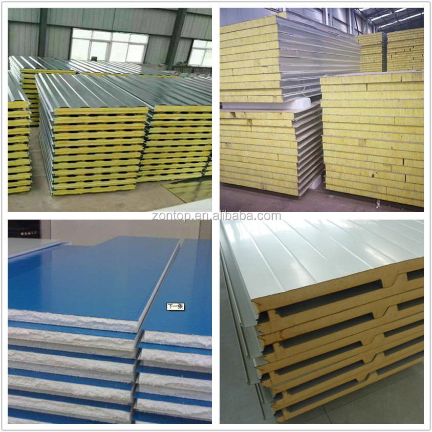 Zontop Rock Woll Sandwich Roofing Panels/sheets Factory Price 75mm 50mm Construction Sandwich