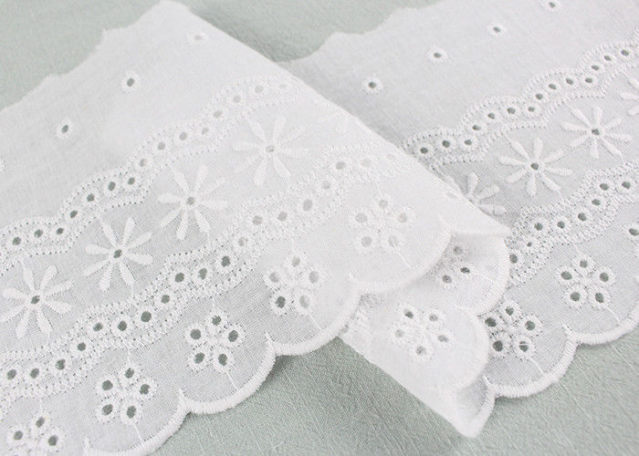 Embroidered Flower Eyelet Cotton Lace Trim With Azo Free Organic 13cm Width