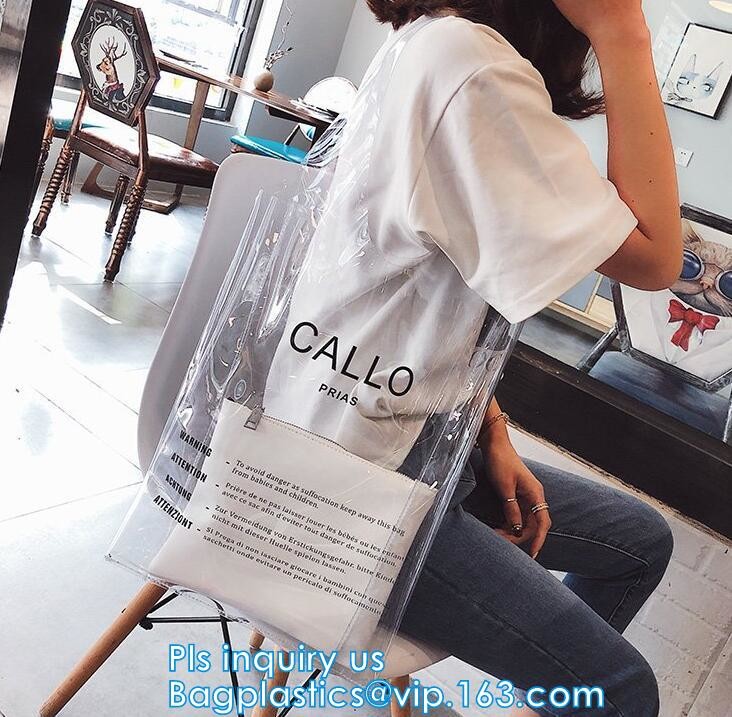 vinyl pvc zippered shopping bag for home/daily use, Wear Resistant Eco Friendly PVC Shopping Bag, Custom Transparent Gif