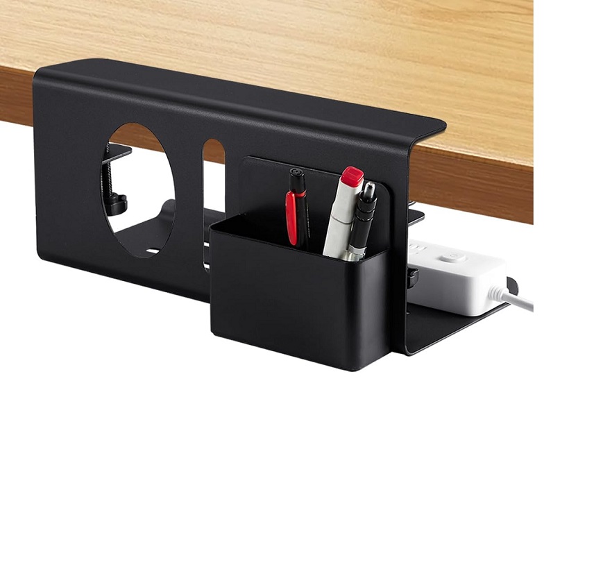 Space-Saving Clamp Desk Mount Cable Management Tray for Standing Desk Organization