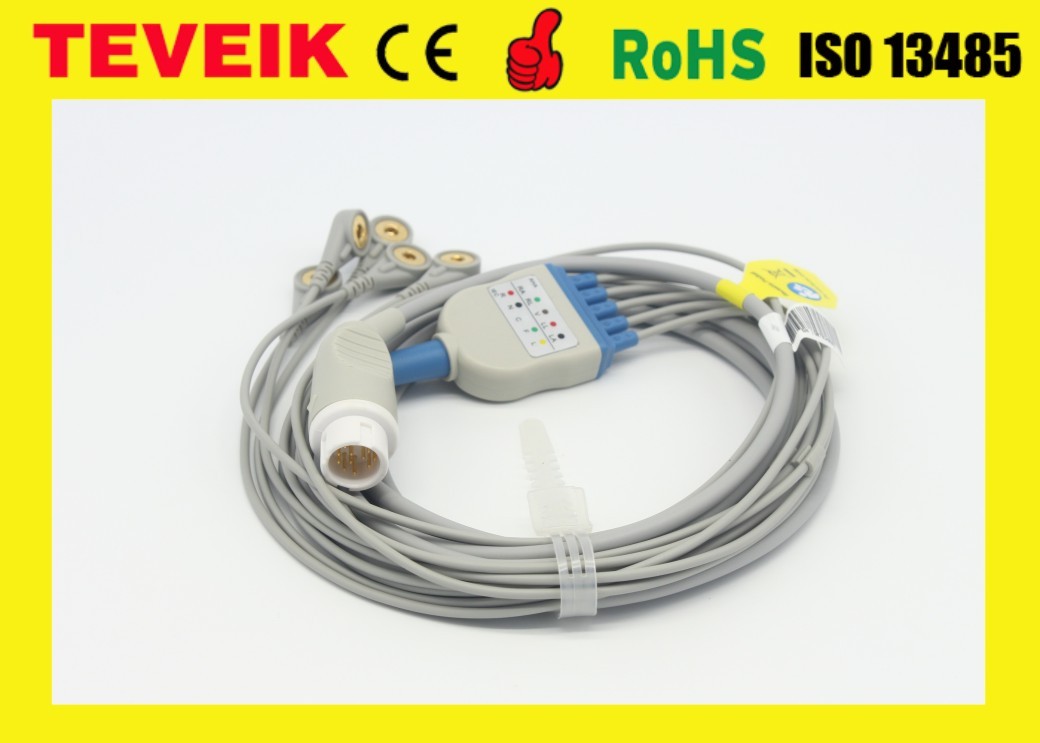 Teveik Manufacturer Reusable Medical Mindray 5 leads Round 12pin ECG Cable for Patient Monitor