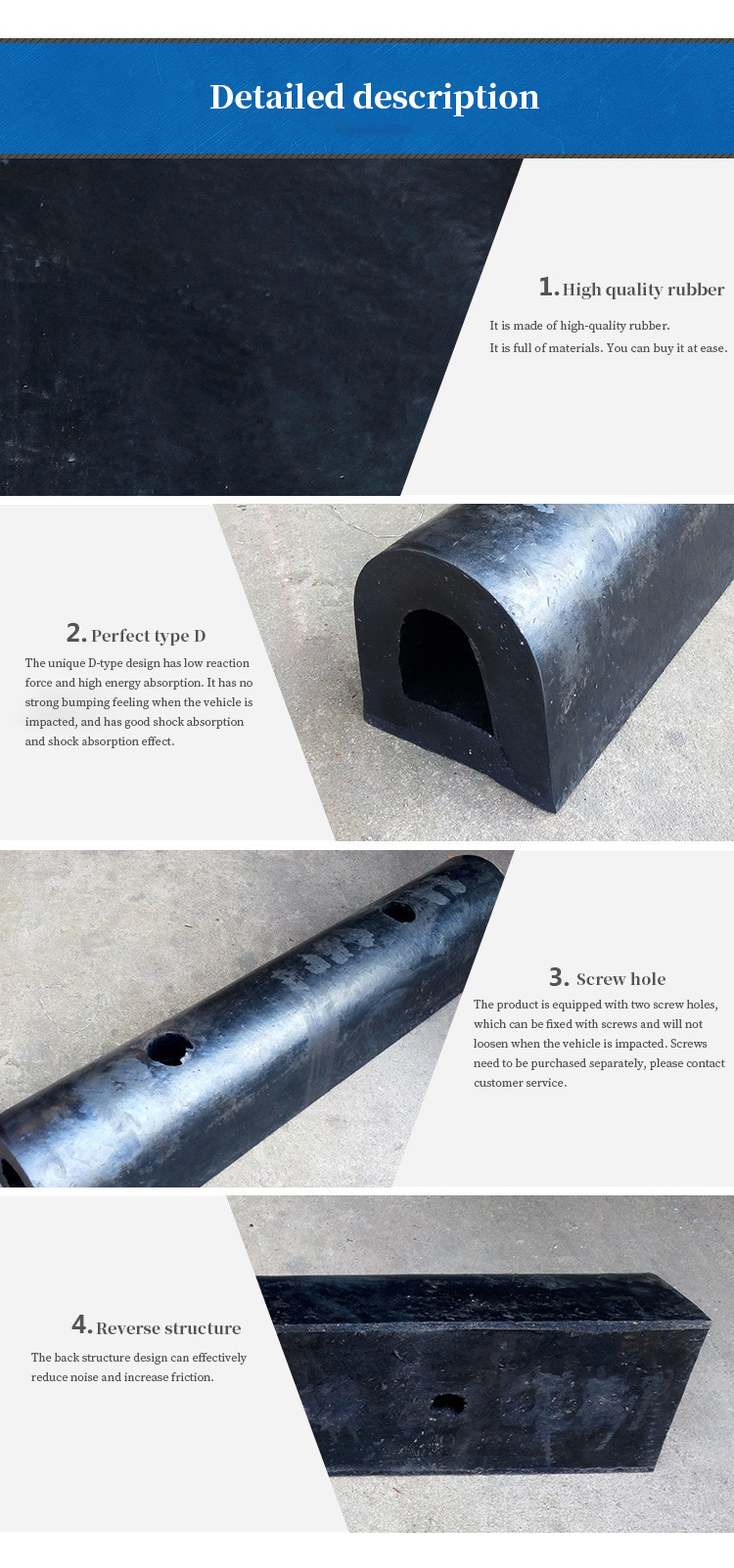 1/2" Thick Recycled Rubber Boat Mooring Fenders Kaishin Marine Dock Fenders