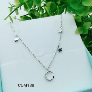 Wholesale 925 Sterling Silver Star Moon CZ Charm Choker collarbone chain necklace  CCM188 from china suppliers
