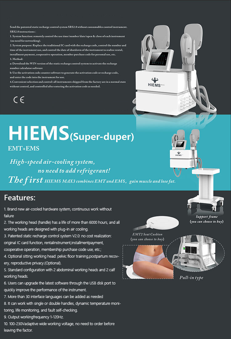 4 Handpieces Tesla EM Sculpting Machine Fat Loss Hiemt Muscle Machine