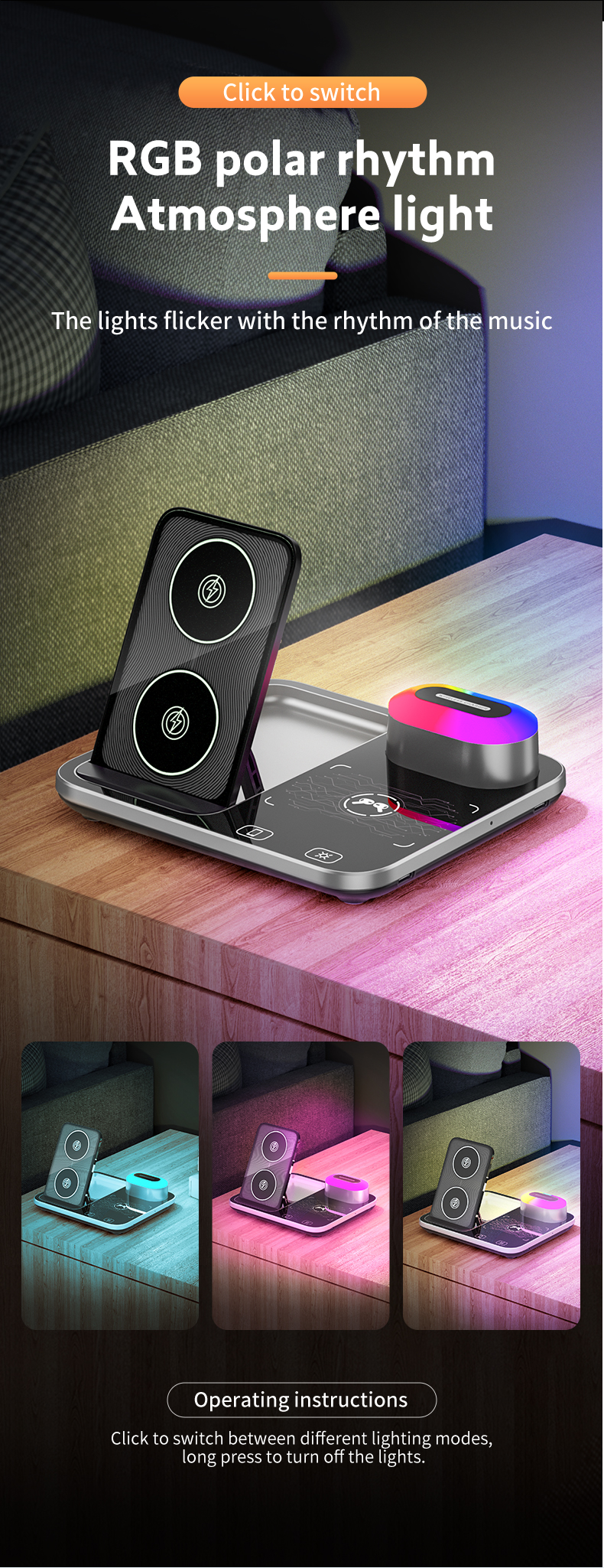 Private Mold Portable 3 in 1 Foldable Wireless Charger for Fast Magnetic Charging