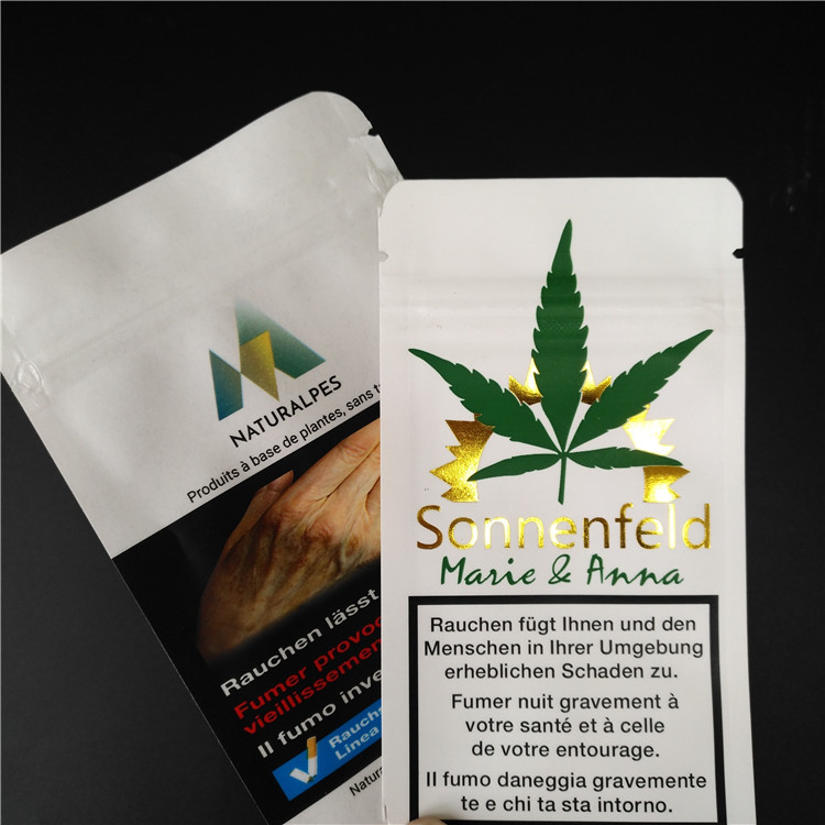 THC CBD Gummies Herbal Incense Packaging Biodegradable White Kraft Bags Food Pouches