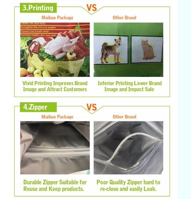Custom design gravure printing matt opp pet cpp pe plastic k pouch pet dog food packaging bag