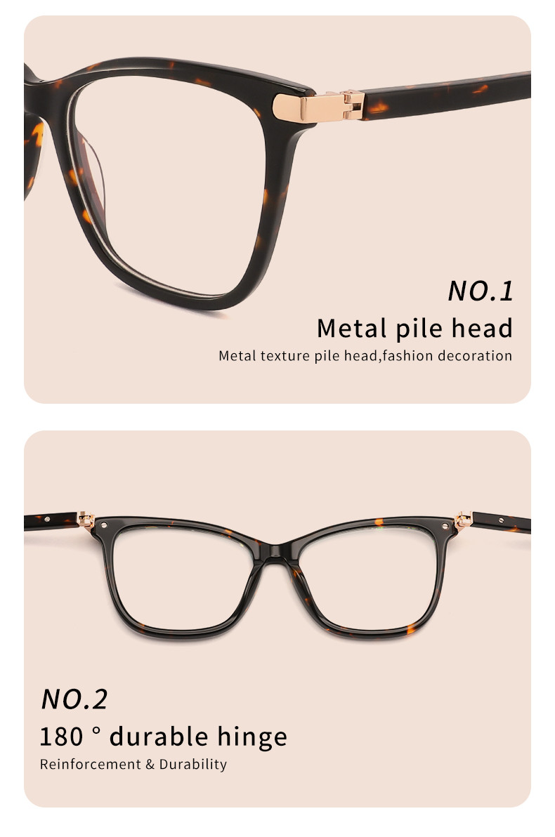 Metal Core Acetate Frame Glasses With Flexible Hinges Unisex