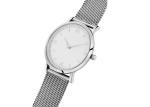 30m Waterproof Quartz Stainless Steel Watch Mesh Band Silver Case White Dial
