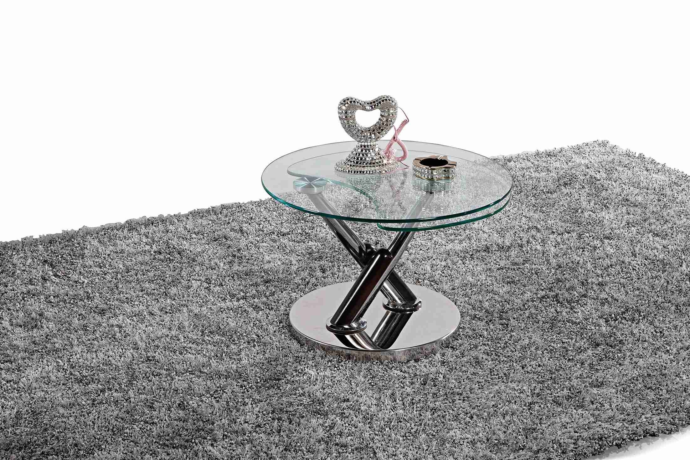 Round Glass Table Top Stylish Tea Table X Metal Base Side Small Table
