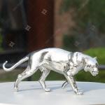 Cast Stainless Steel Sculpture , Large Metal Cheetah Sculpture For Garden