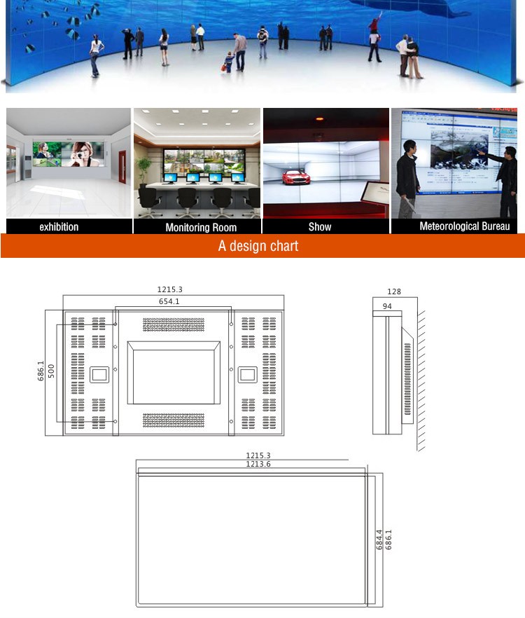 Ultra Narrow Zero Bezel LCD Video Wall Indoor Wall Mount Full Screen Lcd Monitors