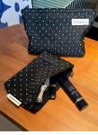 POLKA DOT BLACK MAKEUP BAG SWEET SKINCARE STORAGE BAG CARRYING PORTABLE COIN