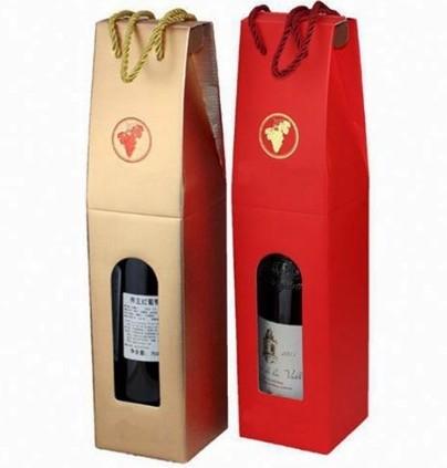 Wine bottle gift Packaging box with window Custom Foldable Gift Box Paper