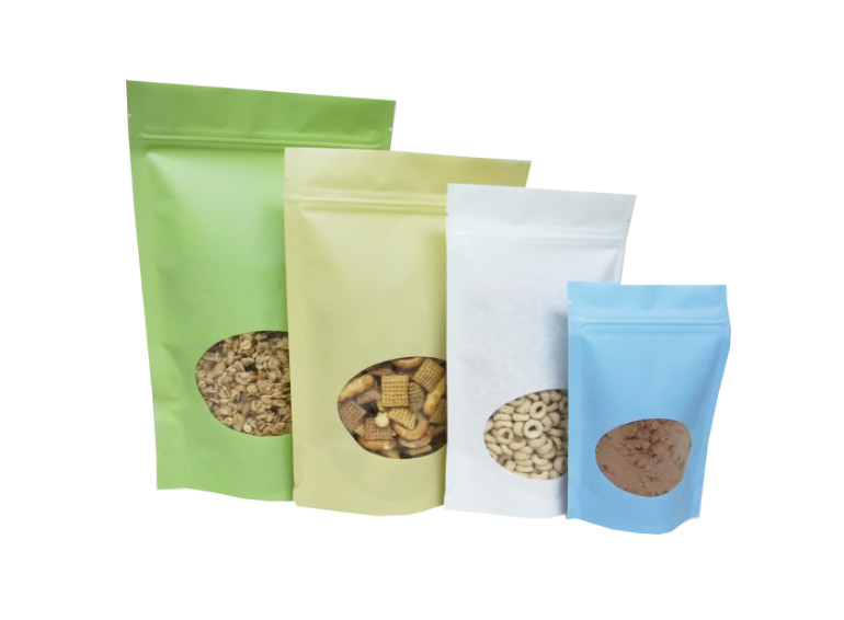heat seal resealable kraft paper zip pouch bags with window
