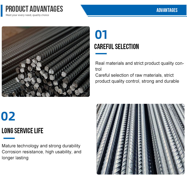Medium High Carbon Steel Bar Reinforced Deformed Steel Rebar HRB335 B500b Gr40 Gr60