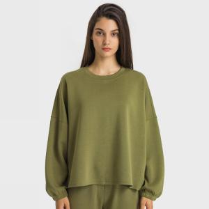 Wholesale Green Plus Women Hoodies Yoga Sports Tops With Elastic Cuffs Winter Long Sleeve from china suppliers
