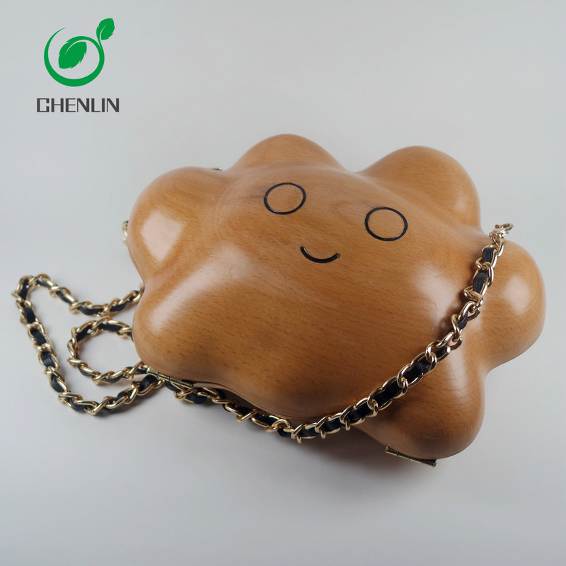 Private Logo Handmade Wooden Clutch Bag Women Party Bag With Hard Surface