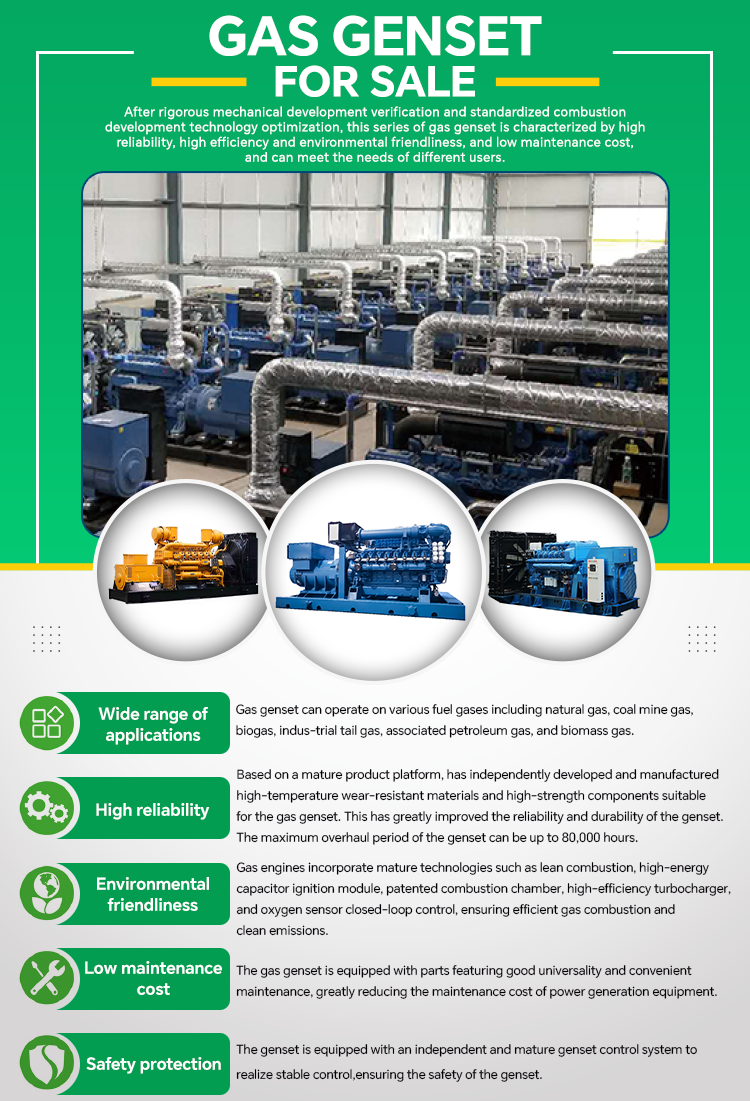 Natural Gas Generator 1MW 1250kva LPG LNG Biogas Generator Gasoline Big Electricity Generation for Power Plant