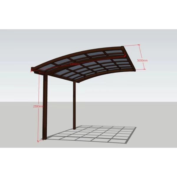 Grey Aluminum Frame and Grey Polycarbonate Roofing Awning Engineered with Thermal Expansion Accommodation and Waterproof Sealing System for Outdoor