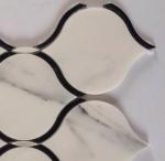 Black Marble Stone And Glass Mosaic Tiles Sheets , Glass Mosaic Kitchen Tiles