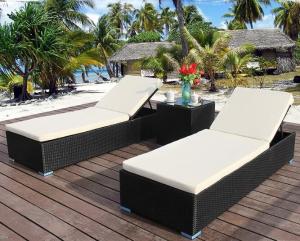 Wholesale PE Rattan patio Backyard beach Chaise Lounge chairs Leisure Aluminium Outdoor Garden wicker Chairs from china suppliers