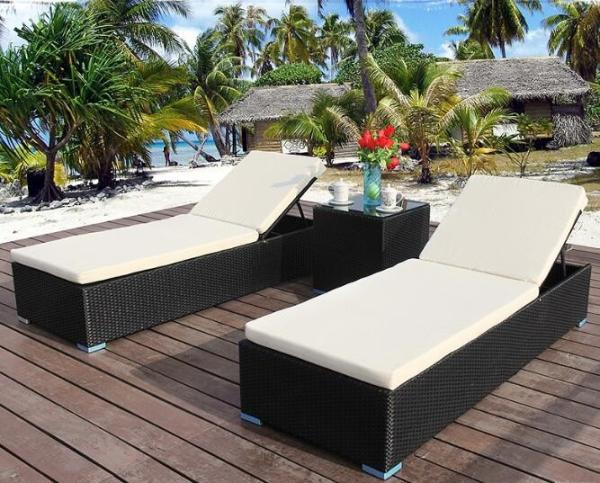 PE Rattan patio Backyard beach Chaise Lounge chairs Leisure Aluminium Outdoor