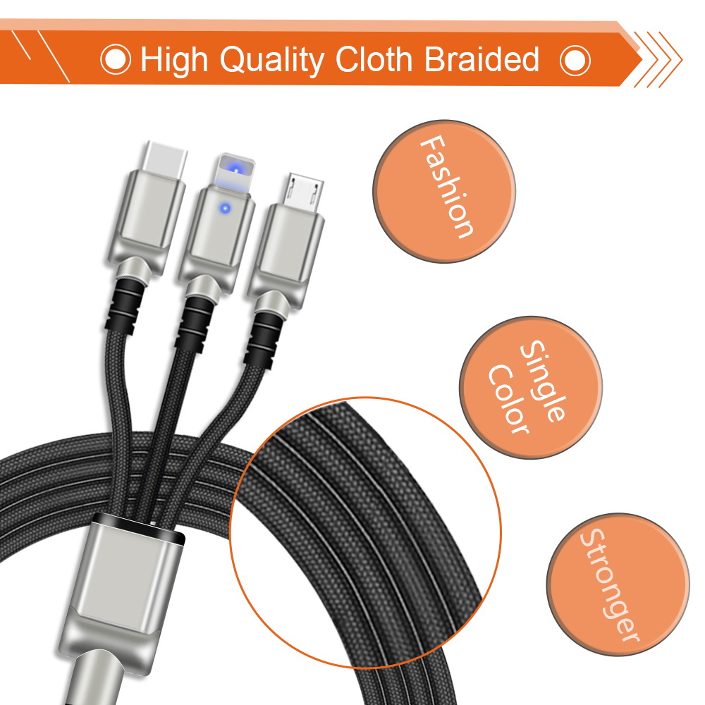 IPhone Three Way USB Cable MP3 Video Game Player Computer Compatible