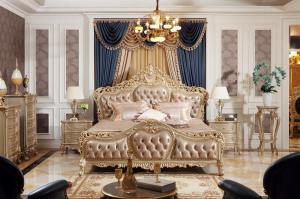 Wholesale Classic hotel first lady room Bed furniture true leather upholstered Headboard Joyful Ever from china suppliers