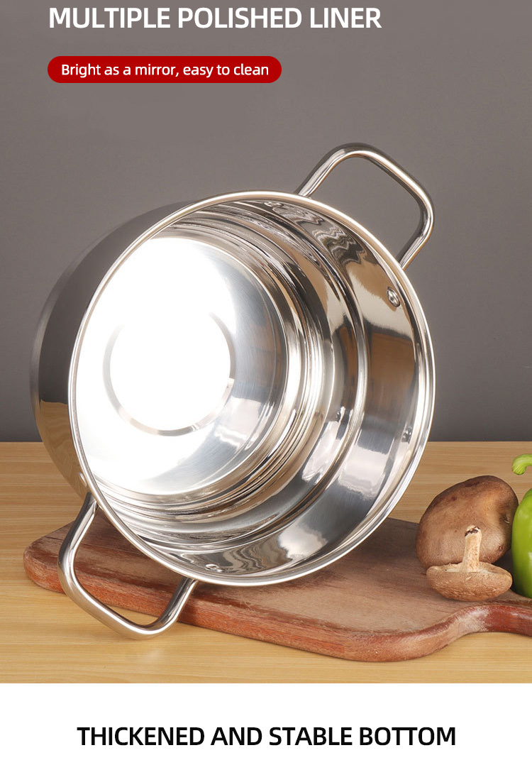 Kitchen Hot Fashion Silver Cooking Pots Sets Soup Pot Set Stainless Steel Cookware Sets With Glass Lid