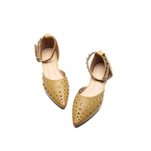Wholesale S378 Sandals Women 2020 New Hole Shoes Hollow, Breathable And Cool One-Word Flower Shoe Buckle Pointed Sandals from china suppliers