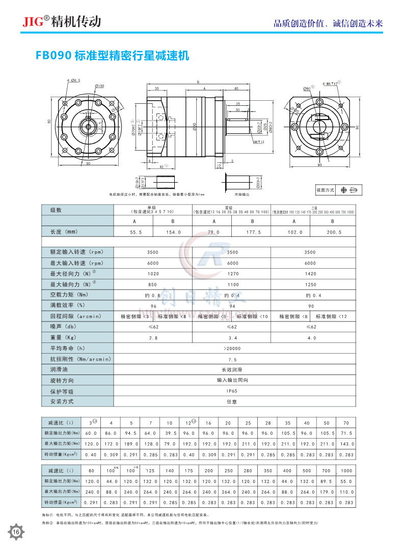 Precision Planetary Reducer 60 Flange Servo Motor Gear Reducer FE Series
