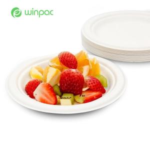 Wholesale Eco Friendly Biodegradable Sugarcane Paper Plates 7inch Dinner Foods Disposable from china suppliers