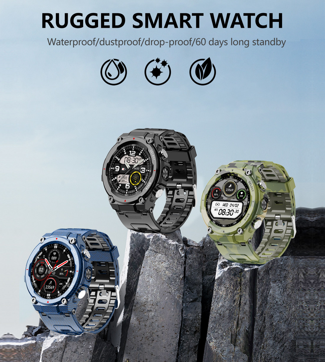 Outdoor Q998K Waterproof Blood Pressure Band Watch IP68 Waterproof 600Mah