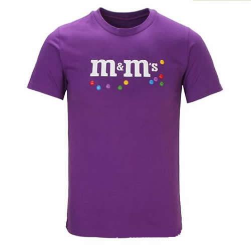 Round neck logo printed Purple color short sleeve cotton T-shirt, customized