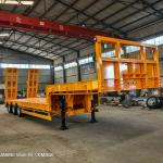 10t Grade Steel 3 Axle Flatbed Lowbed Semi Trailer for Construction Equipment