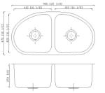 35 Inch Undermount Double Bowl Kitchen Sink With Cardboard Cutout Template