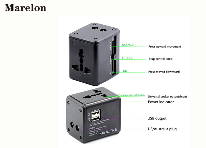 Dual USB Port Travel Power Adapter Fire Retardant ABS Housing Fast Charging