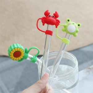 Wholesale Custom Silicone 10mm Straw Covers With 3D Cartoon Animal Design Silicone Straw Toppers Hat For Cupsfor from china suppliers