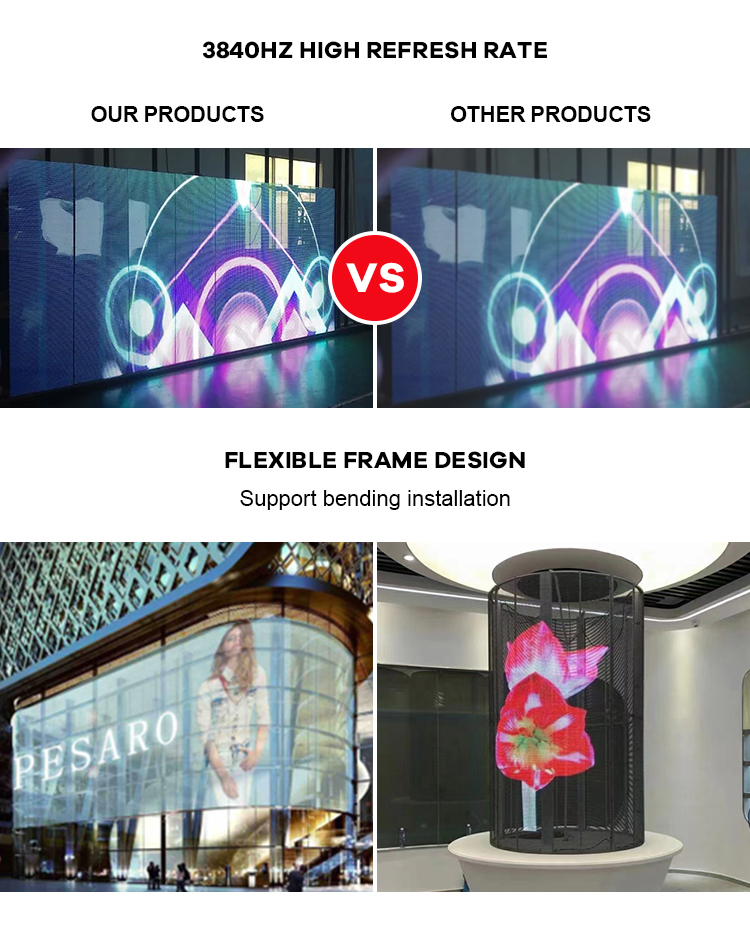 P2.6-5.2 HD Transparent LED Display Panel 2500nits Hanging Installation