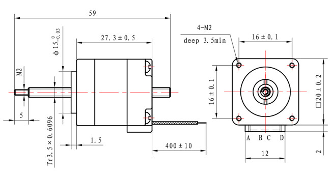 NEMA 8 Non Captive Stepping Motor For 15mN.m Educational Robots