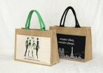 Black Cotton Fabric Outside Jute Tote Bag 45 x 38 x 18cm With White Logo