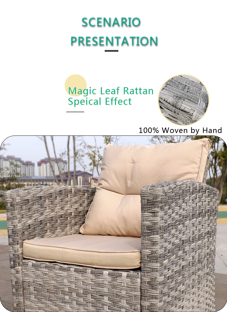 Rectangular Aluminum Frame Rattan Outdoor Sofa Chair Coffee Table Set UV Weather Resistant High Quality Furniture